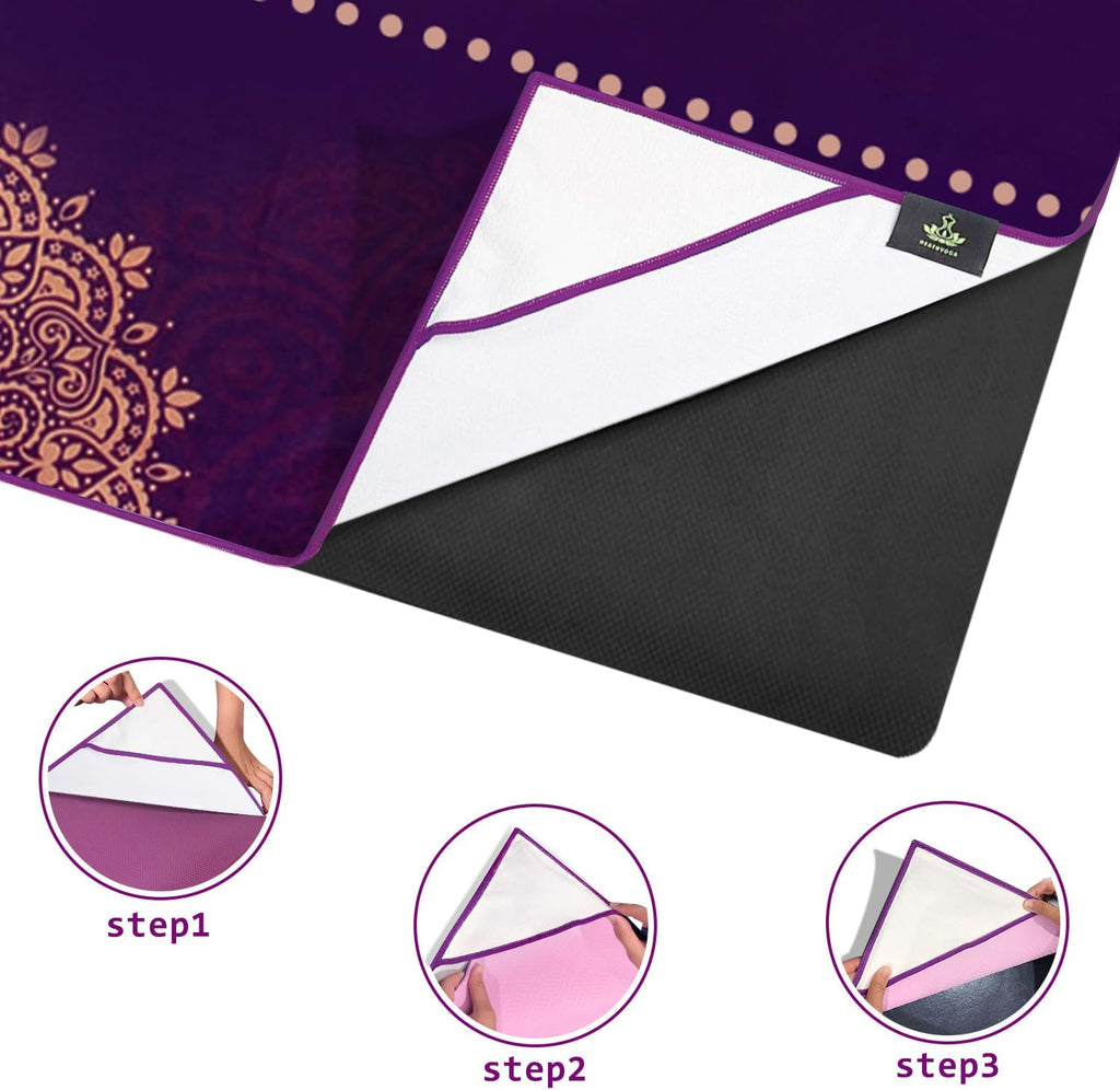 Ultimate Non-Slip Hot Yoga Towel with Exclusive Corner Pockets & Free Spray Bottle - Perfect for Yoga, Pilates, and Fitness!