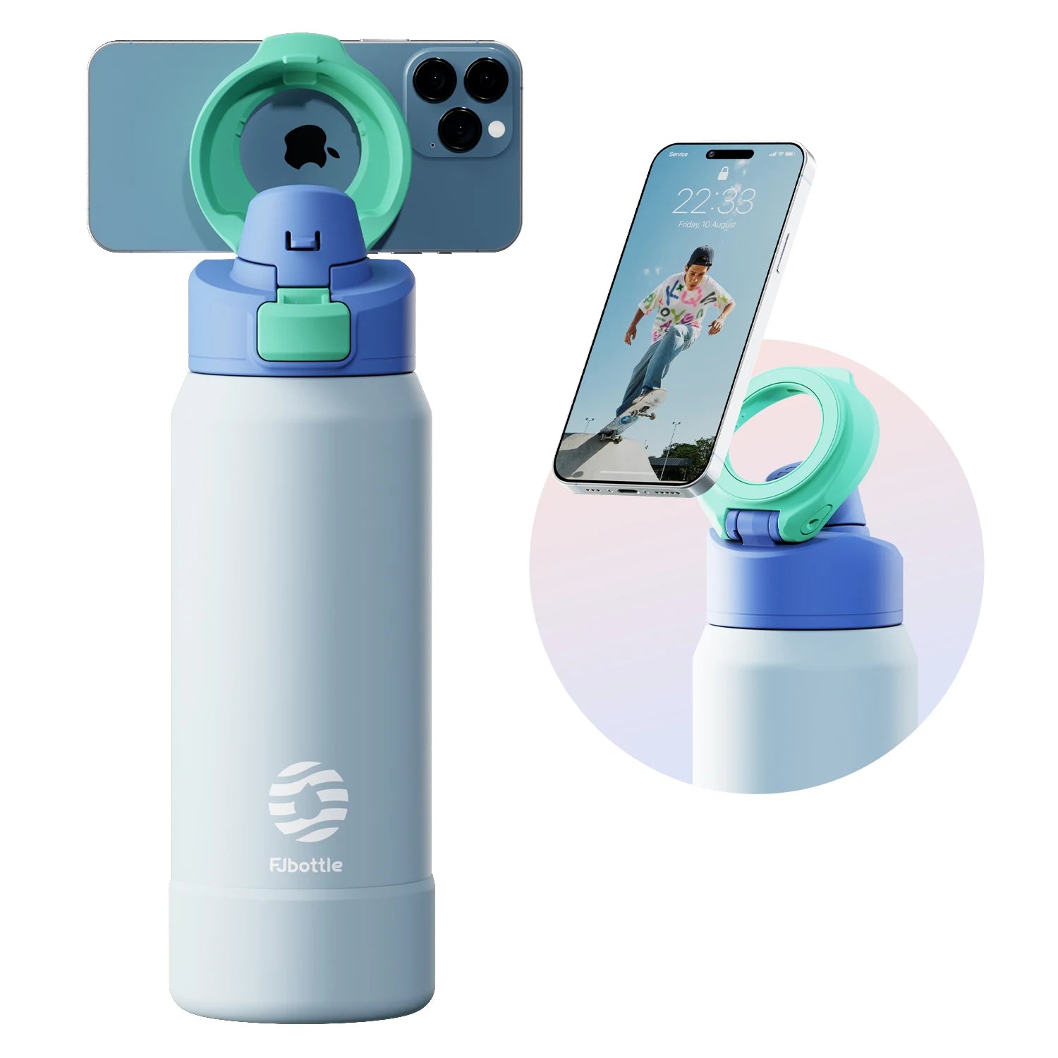 Fiit Haven Magnetic Thermos Stainless Steel | Sports Water Bottle with Magnetic Phone Holder Bouncing Cover Insulation Cup