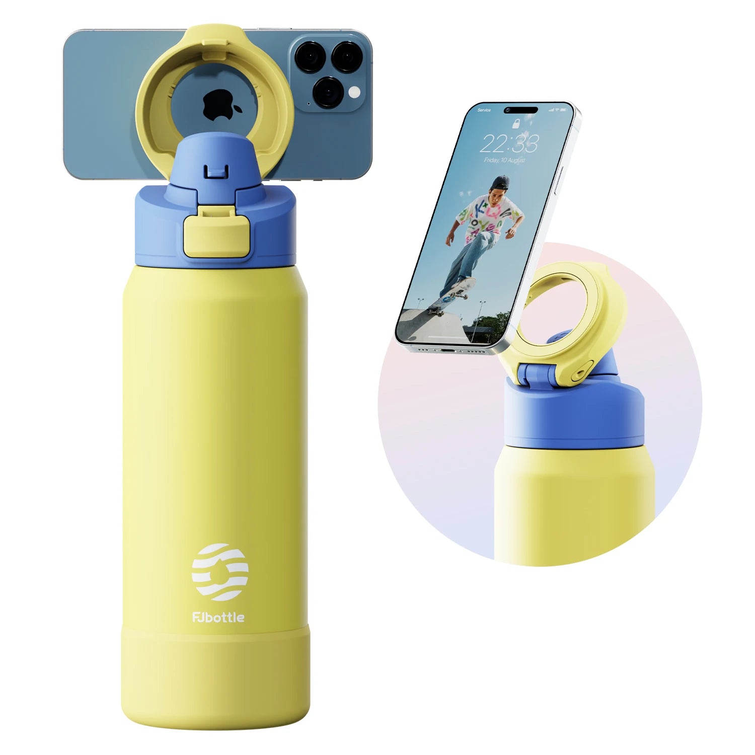 Fiit Haven Magnetic Thermos Stainless Steel | Sports Water Bottle with Magnetic Phone Holder Bouncing Cover Insulation Cup