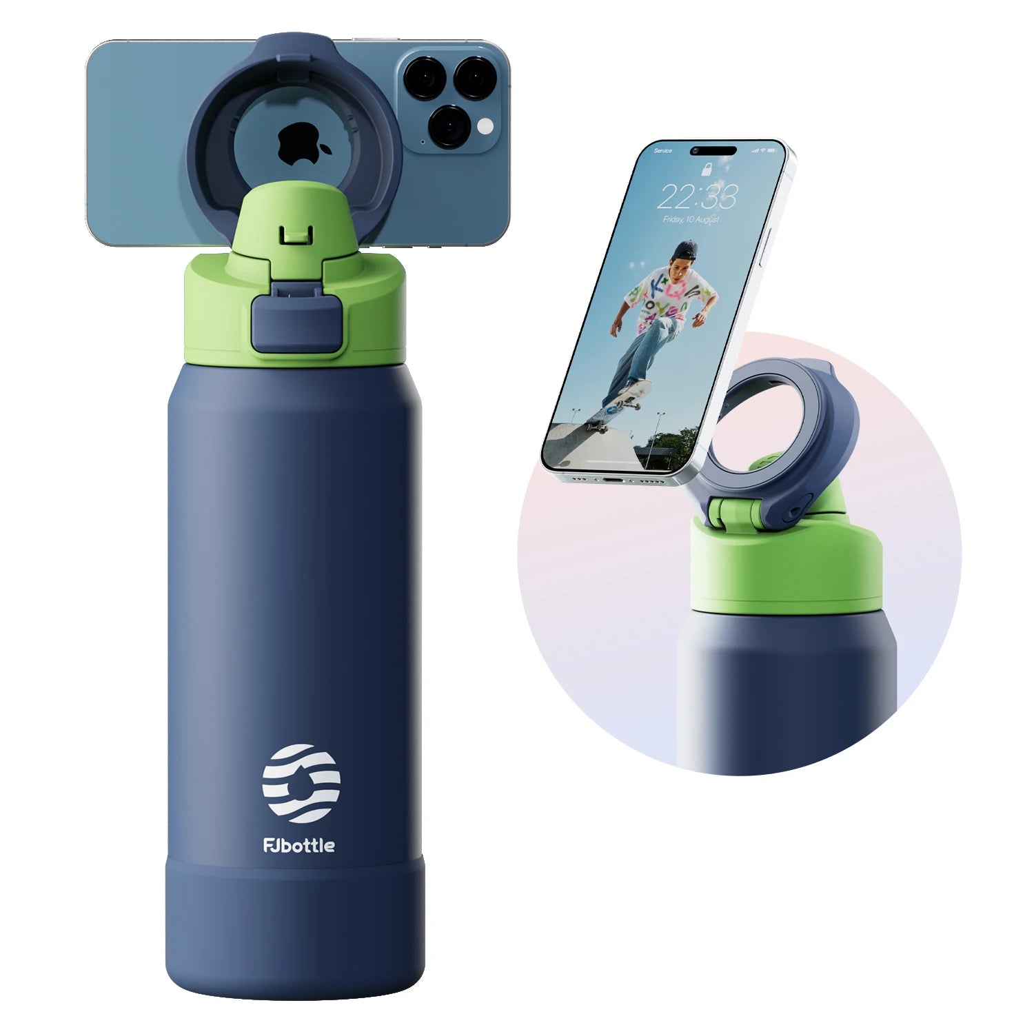 Fiit Haven Magnetic Thermos Stainless Steel | Sports Water Bottle with Magnetic Phone Holder Bouncing Cover Insulation Cup