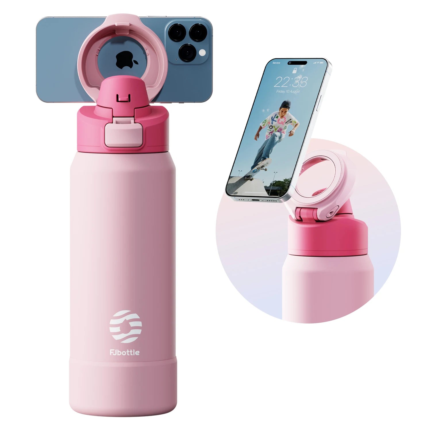 Fiit Haven Magnetic Thermos Stainless Steel | Sports Water Bottle with Magnetic Phone Holder Bouncing Cover Insulation Cup