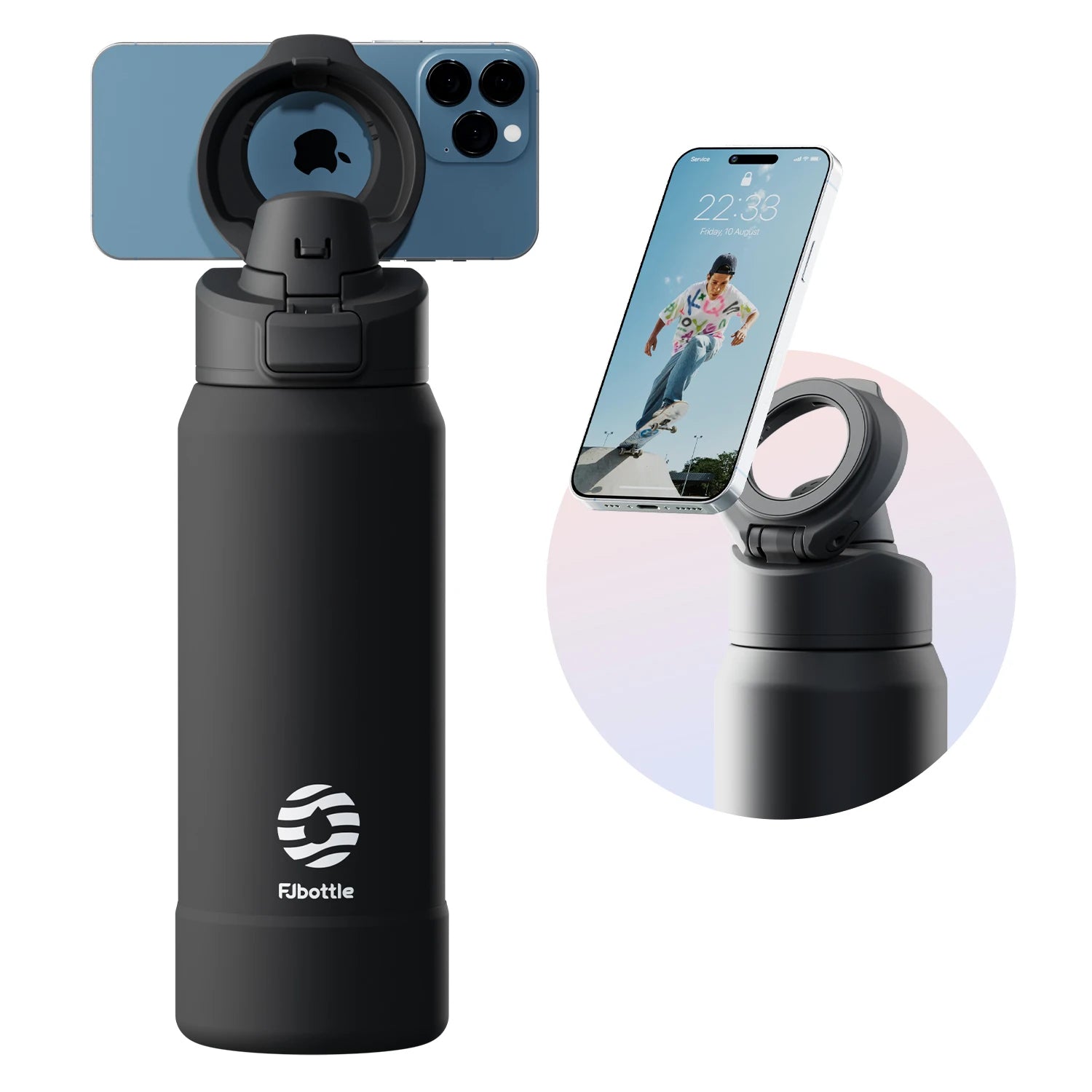 Fiit Haven Magnetic Thermos Stainless Steel | Sports Water Bottle with Magnetic Phone Holder Bouncing Cover Insulation Cup