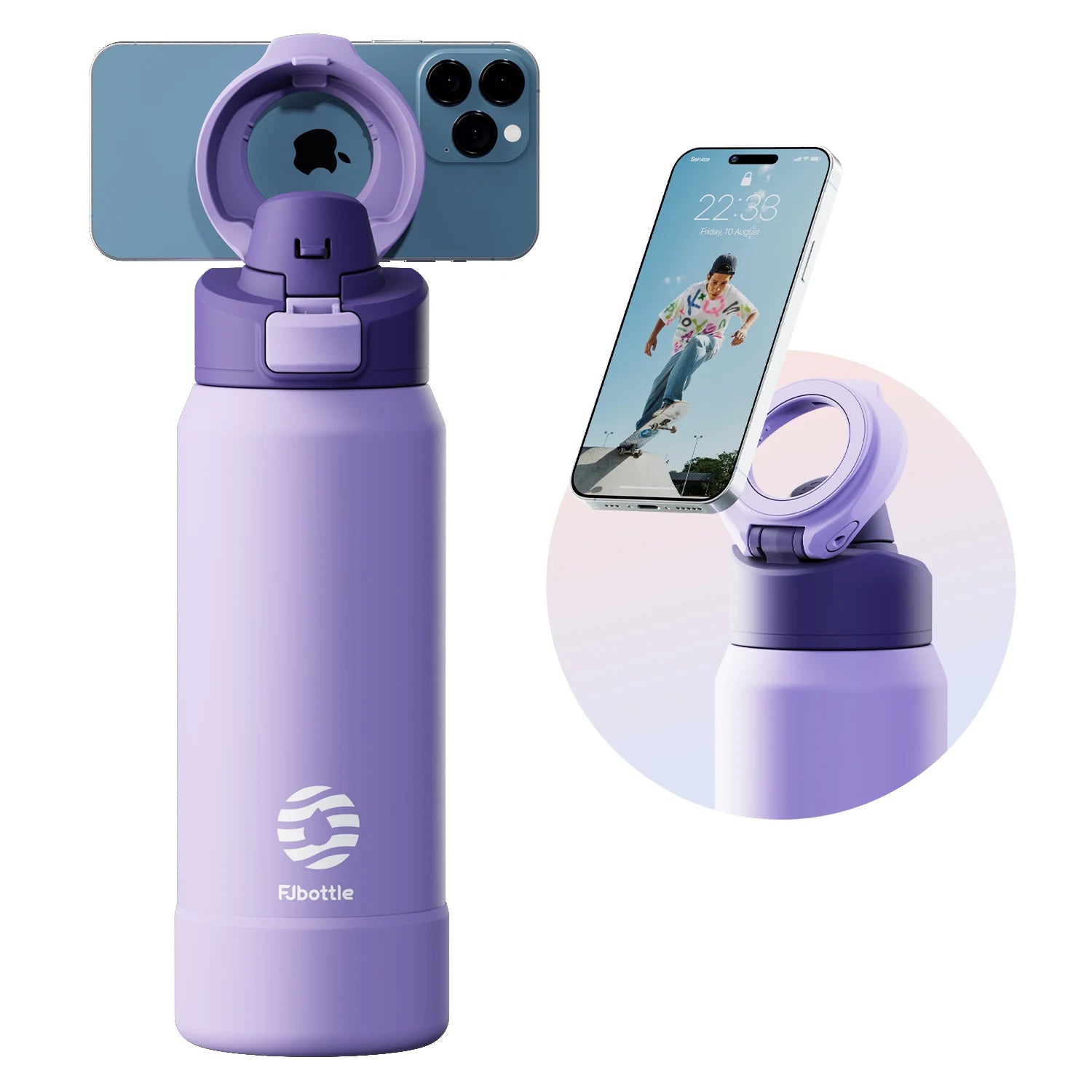 Fiit Haven Magnetic Thermos Stainless Steel | Sports Water Bottle with Magnetic Phone Holder Bouncing Cover Insulation Cup